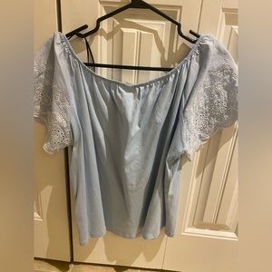 Wide sleeve light blue colour top